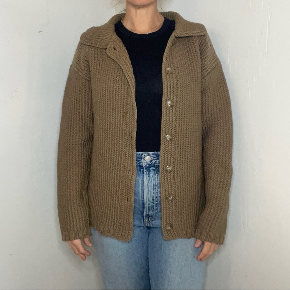 Vintage 1950s Wool Button Down Knit Cardigan  Jacket​